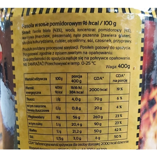 Danie samopodgrzewające REWIS - Fasola w pomidorach 400g